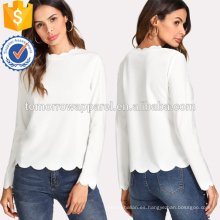 Ajuste redondo blanco de la concha de peregrino Ajuste superior OEM / ODM Fabricación al por mayor de las mujeres de la manera Ropa (TA7004T)